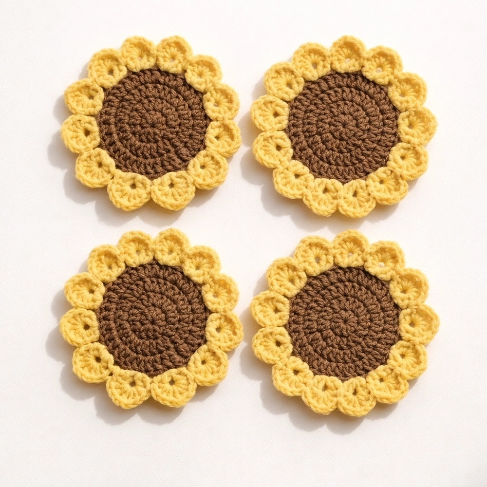 Sunflower Crochet Coasters - Picture 3 of 3
